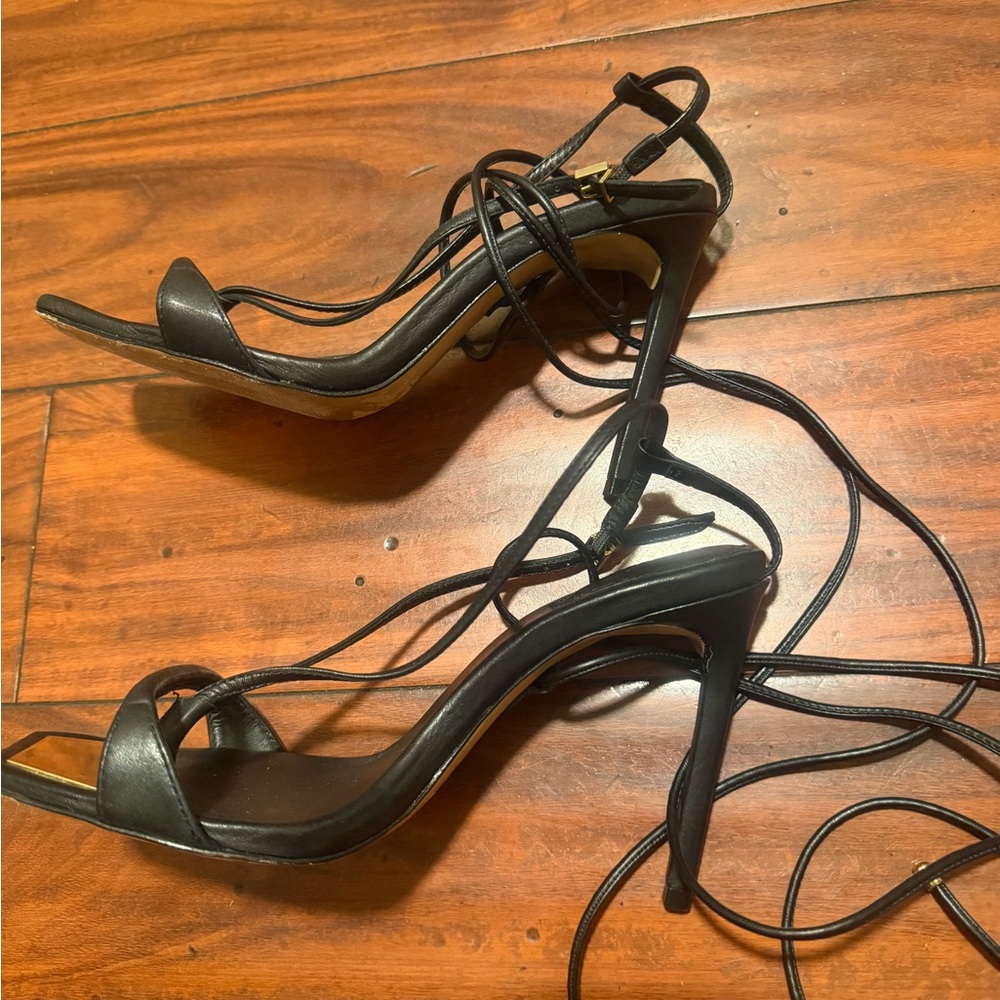 SCHUTZ Black Wrap-Around Stiletto Sandal - Picture 9 of 10